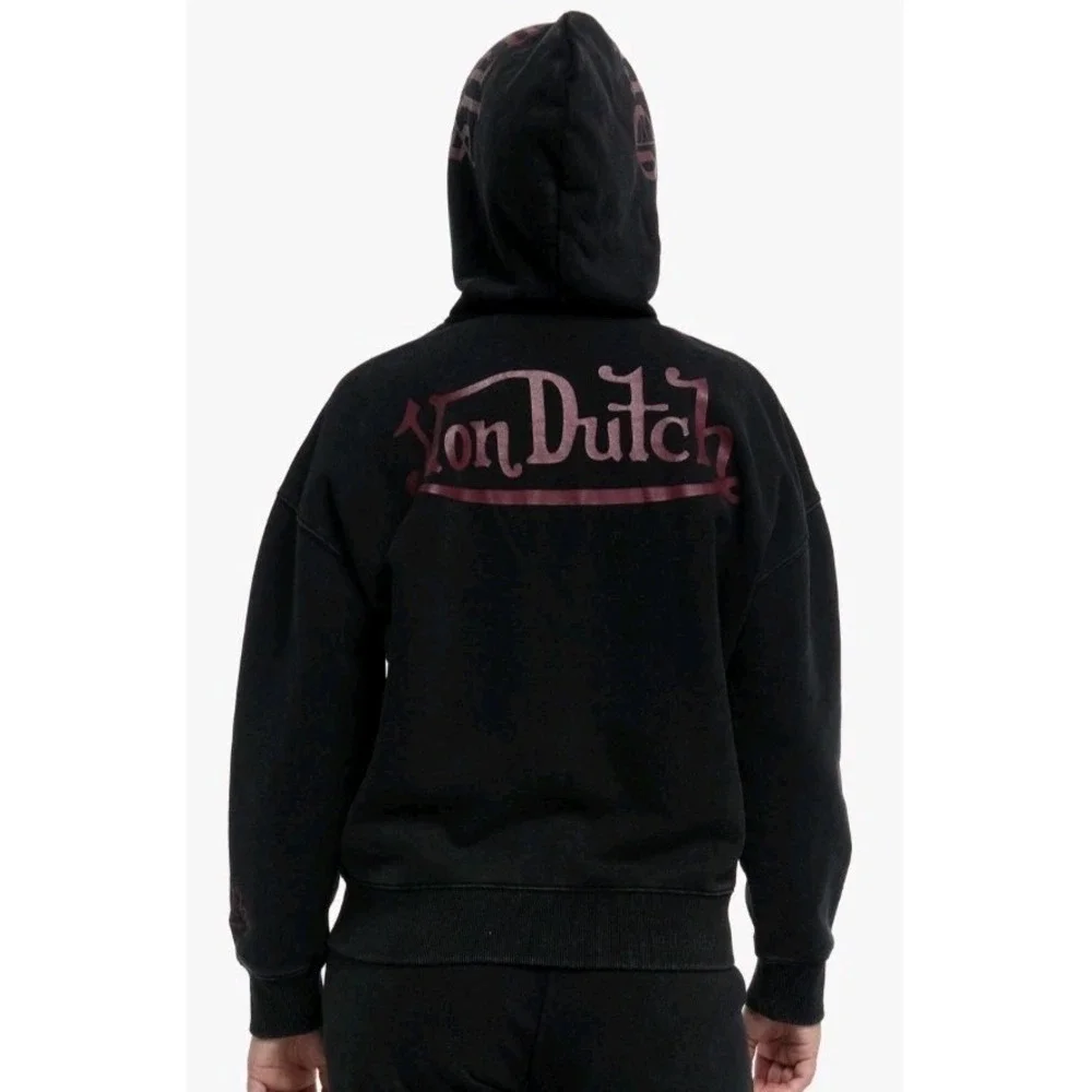 NEW Von‎ Dutch Red Roses Eye Wings Studs Womens XL Zip Up Hoodie - Picture 2 of 7